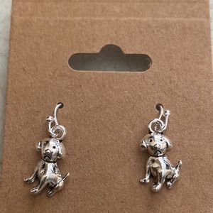 Silver puppy dog earrings